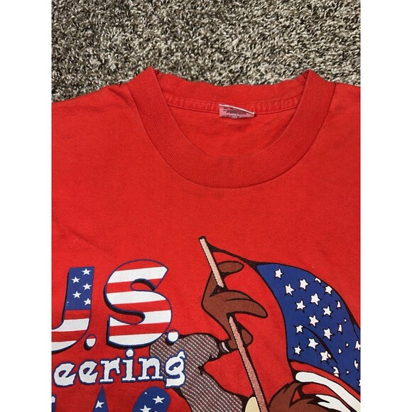 Vtg 90s Taz Tasmanian Devil T Shirt Sz L USA America 4th Of July Single Stitch - Picture 4 of 12